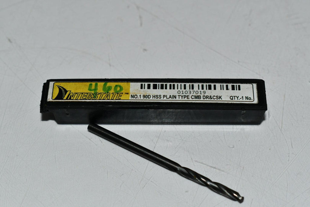 NEW Interstate 1564000010000X0 Combo Drill & Countersink: #1, 1/8'' Body Dia, High Speed Steel
