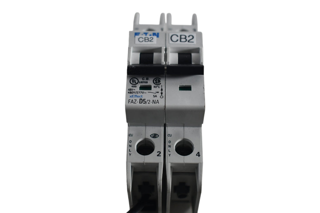 Eaton - Cutler Hammer FAZ-D5/2-NA Miniature Circuit Breakers, T/M, D Curve, 5A, 2-Pole, DIN, UL489, FAZ-NA Series