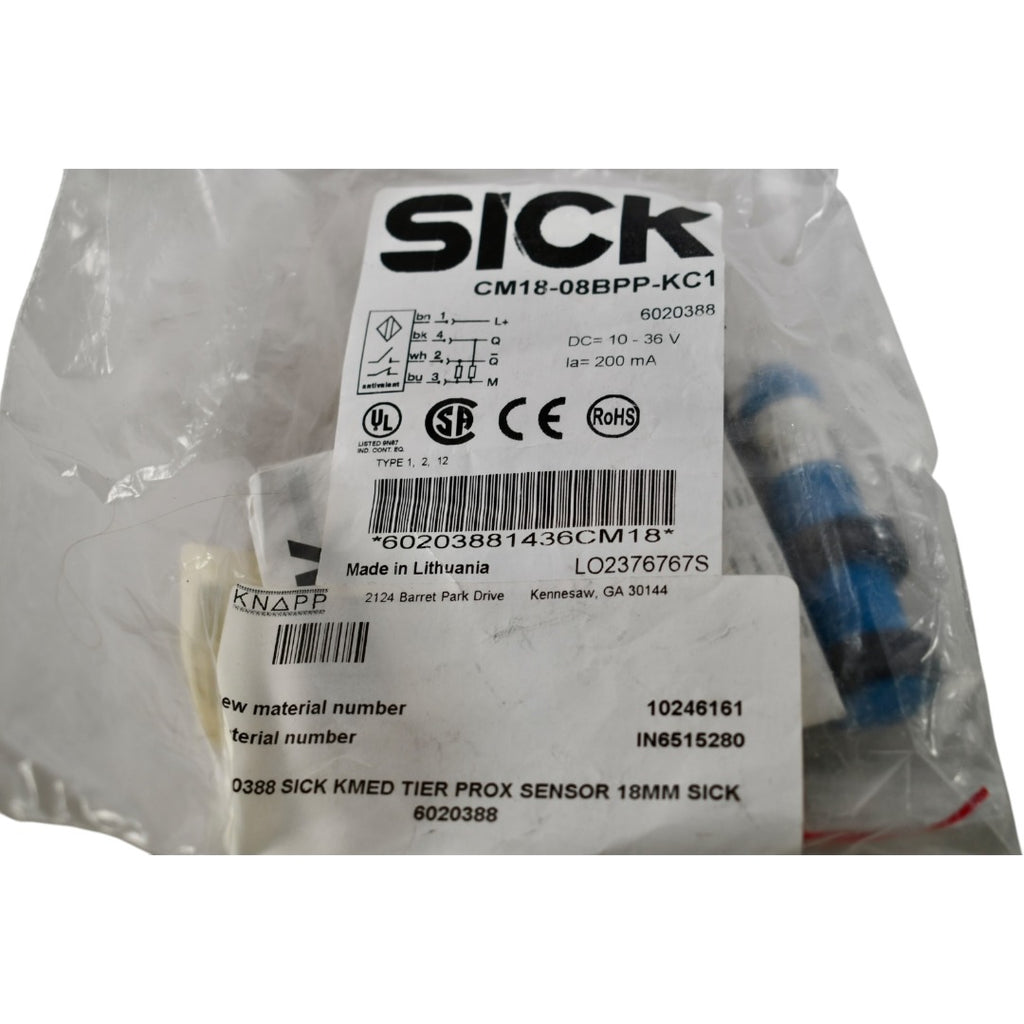 NEW SICK CM18-08BPP-KC1 8 mm Capacitive Proximity Sensor, PNP, 200 mA, M18 x 1, IP67