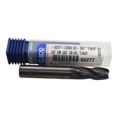 NEW GARR 80277 230RA Center Cutting Single End Standard Length End Mill, 3/8 in Dia Cutter, 0.06 in Corner Radius