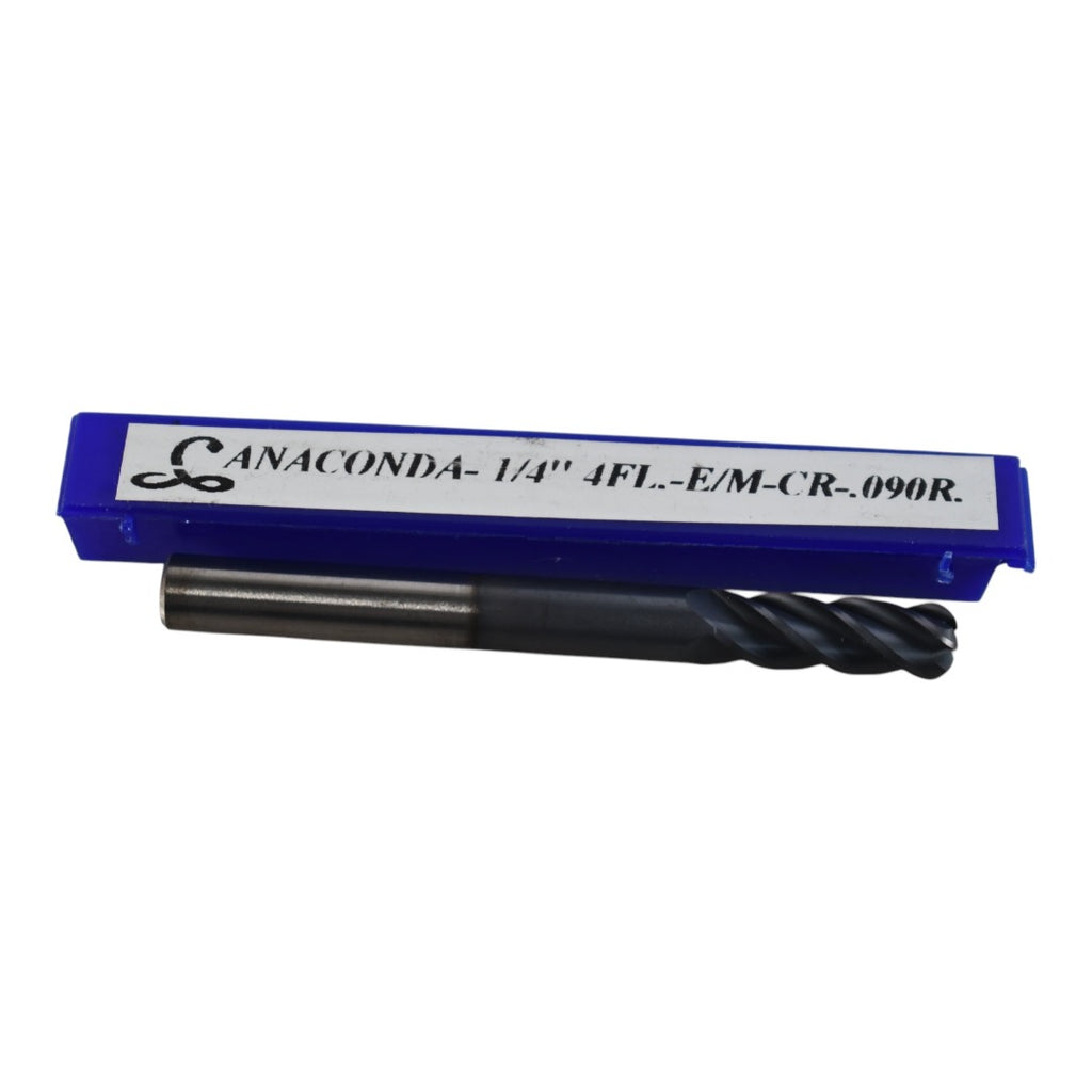 NEW Anaconda 1/4'' Carbide End Mill 4FL CR .090R 2-1/2'' OAL