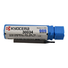 NEW SGS Kyocera 30034 1/16'' Dia, 4 Flute, Ball Nose End Mill 30 Degree Helix, Ti-NAMITE-A (AlTiN)