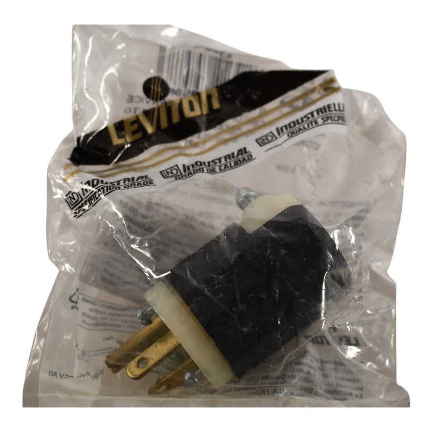NEW Leviton 5366-C Straight Blade Plug, 20A, 125 VAC, Industrial Grade, Black and White