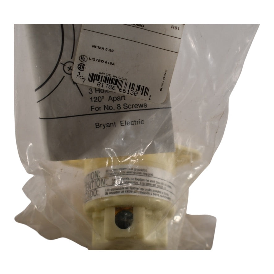 NEW Bryant Electric 5378 Flanged, Male Inlet, Equipment Base, White