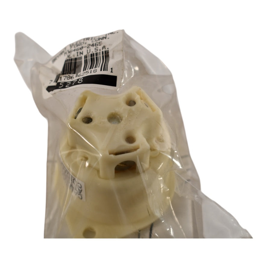 NEW Bryant Electric 5278 Industrial Grade 15 Amp 125V Nema 5-15P Flanged Inlet, Grounding, White