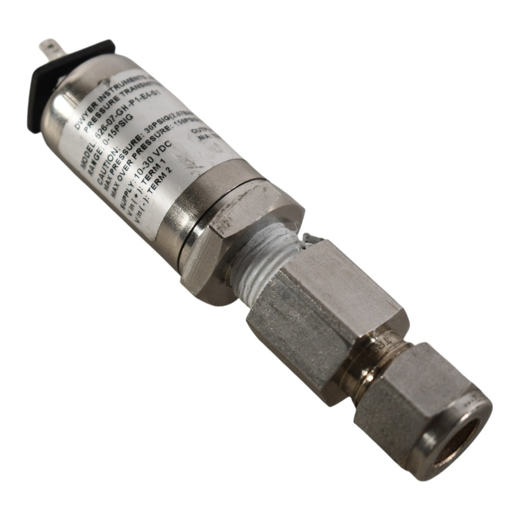 Dwyer Instruments 626-07-GH-P1-E4-S1 Pressure sensor 0-15 PSIG Range w/ Fitting