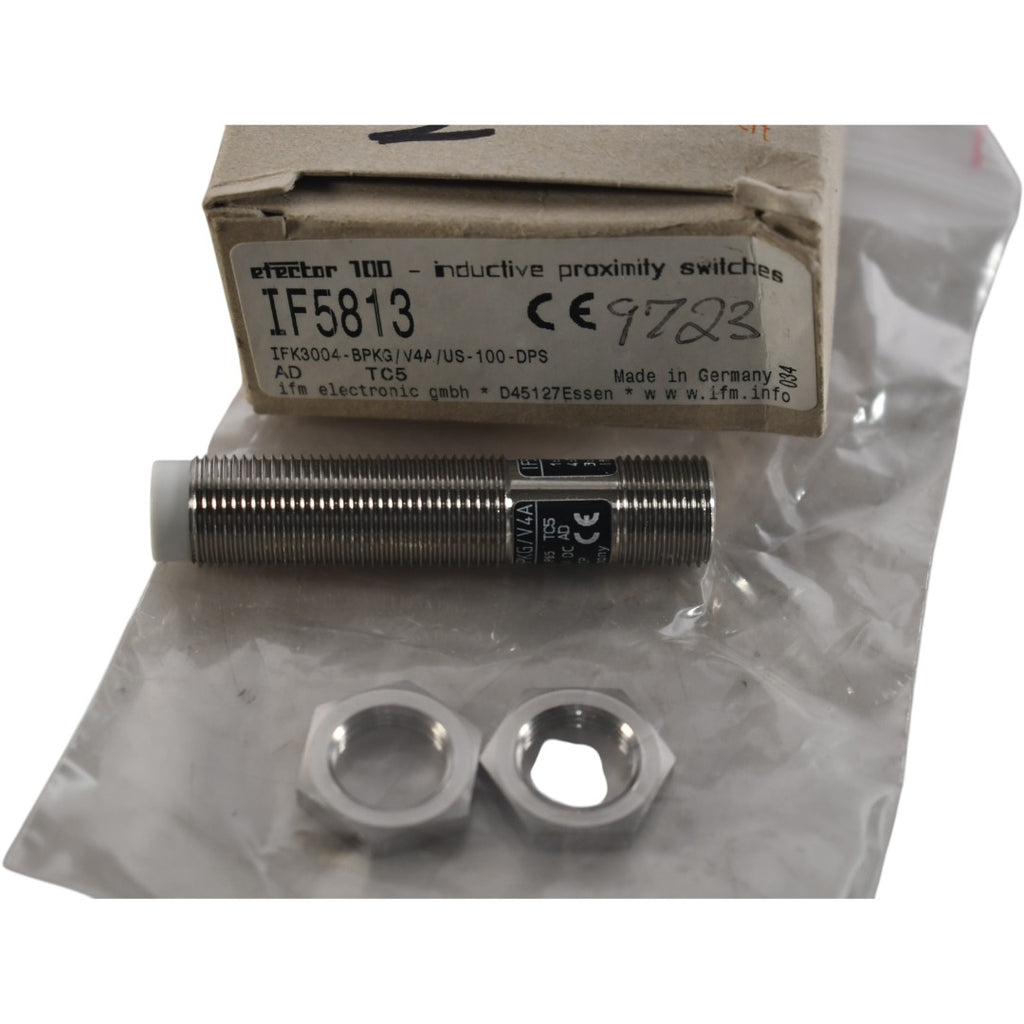 NEW ifm efector IF5813 Sensor, Proximity, M12 Inductive, 4mm Range, 10-36VDC, PNP-NO, M12