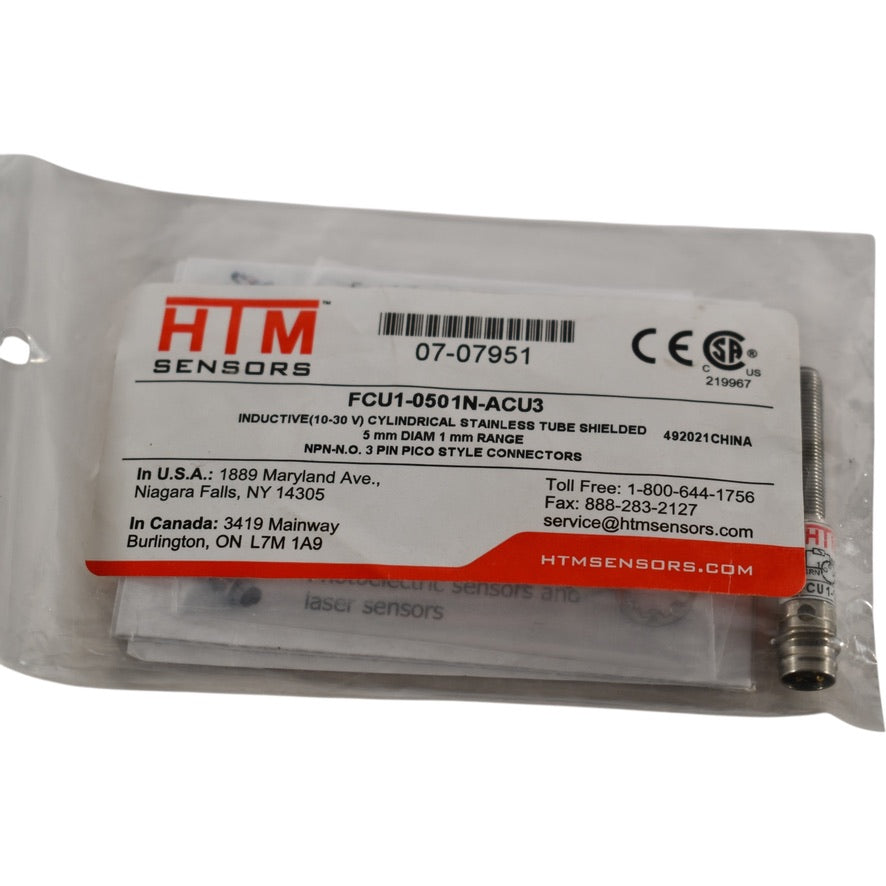 NEW HTM Sensors FCU1-0501N-ACU3 INDUCTIVE PROXIMITY SENSOR CYLINDRICAL