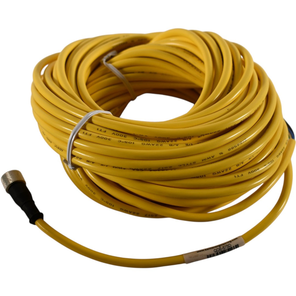 NEW Banner Engineering QDE-575D Cordset, Straight M12 Female to Pigtail 5 Pin, 75 ft, Yellow PVC, QDC Series