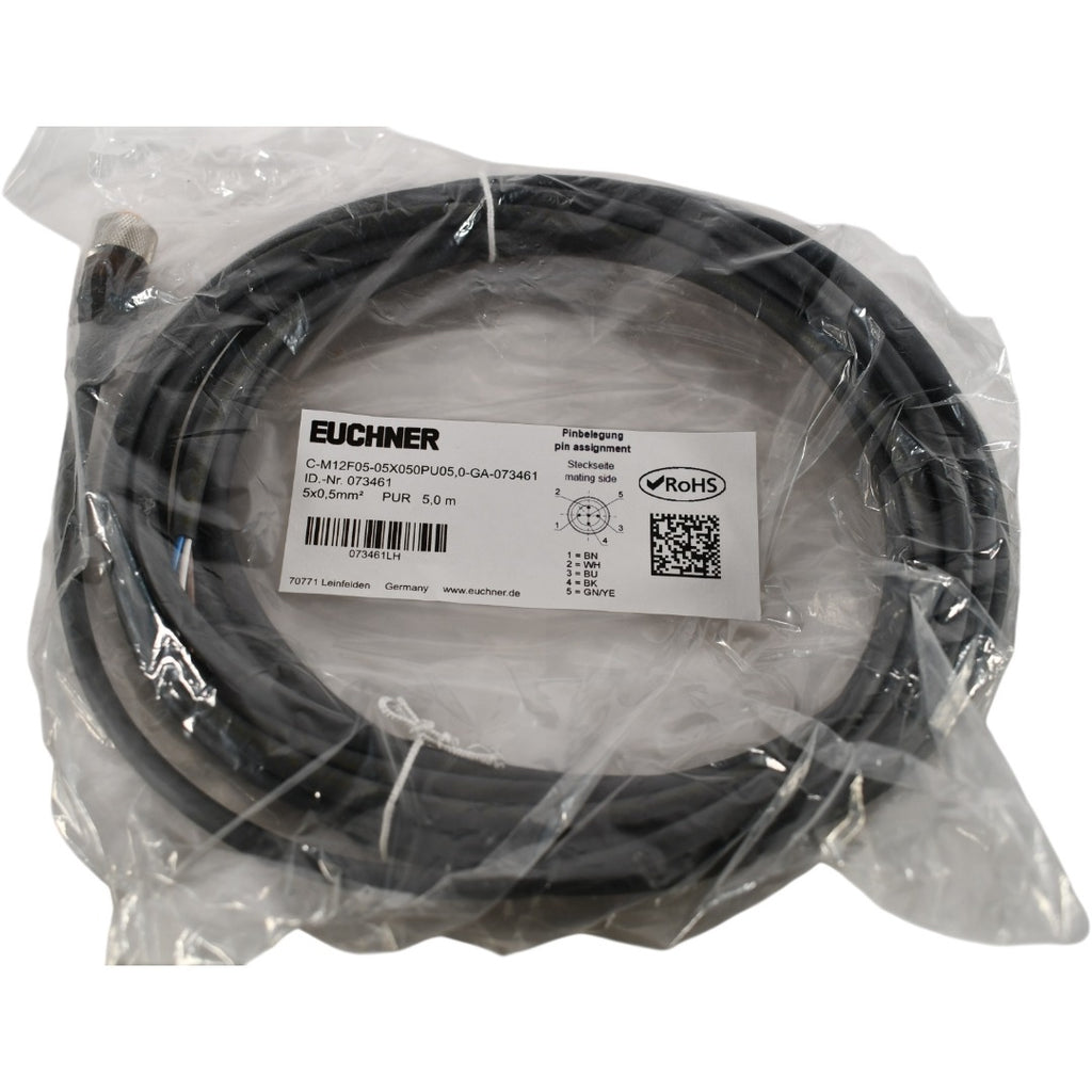 NEW Euchner C-M12F05-05X050PU05,0-GA-073461 Connecting cable with straight plug connector M12, 5-pin, 5 m