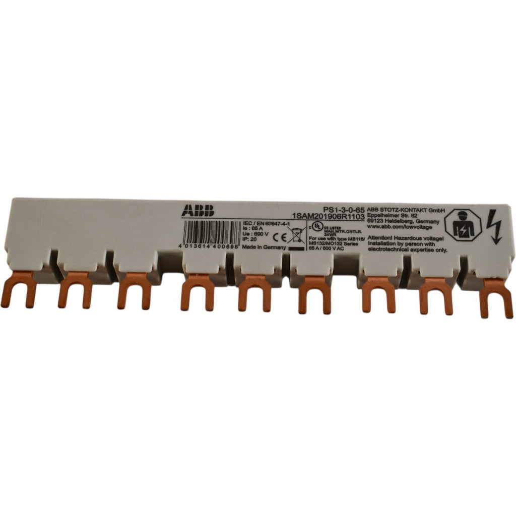NEW ABB PS1-3-0-65 Busbar 690 VAC Voltage, 65 A Current Rating, 3-Phase