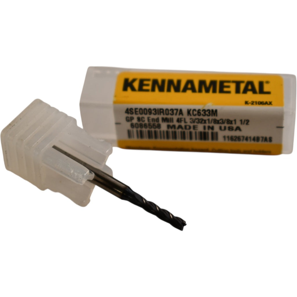 NEW Kennametal 4SE0093IR037A KC633M GP SC End Mill 4FL 3/32x1/8x3/8x1 1/2