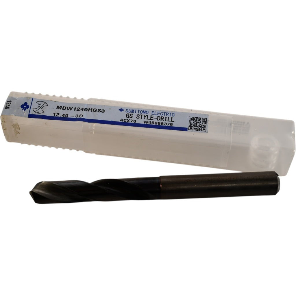Sumitomo 12.4mm Coolant Thru Carbide Drill 13mm Shank MDW1240HGS3