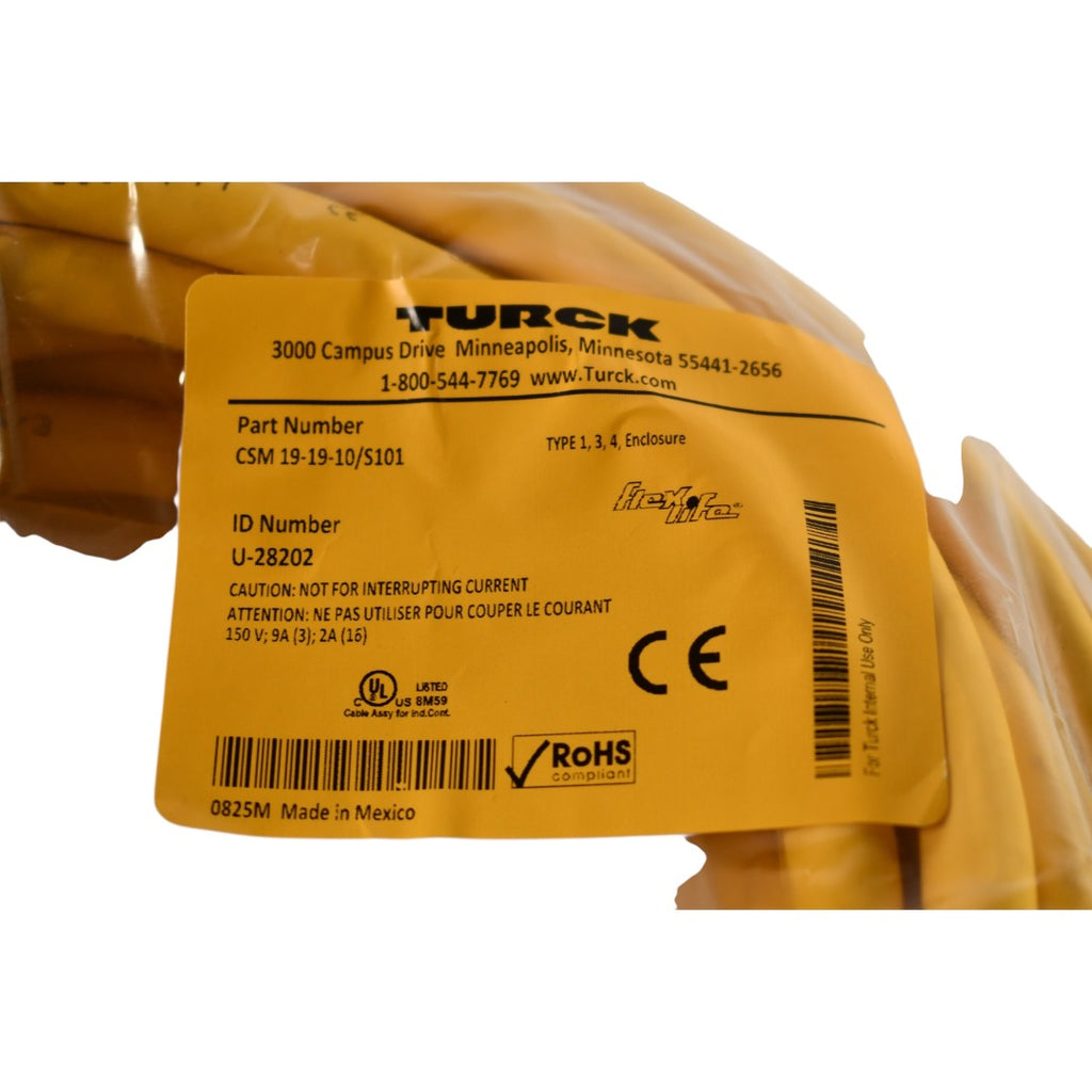 NEW Turck  CSM 19-19-10/S101 U-28202 Single-ended mating cable cordset 10m / 32ft length