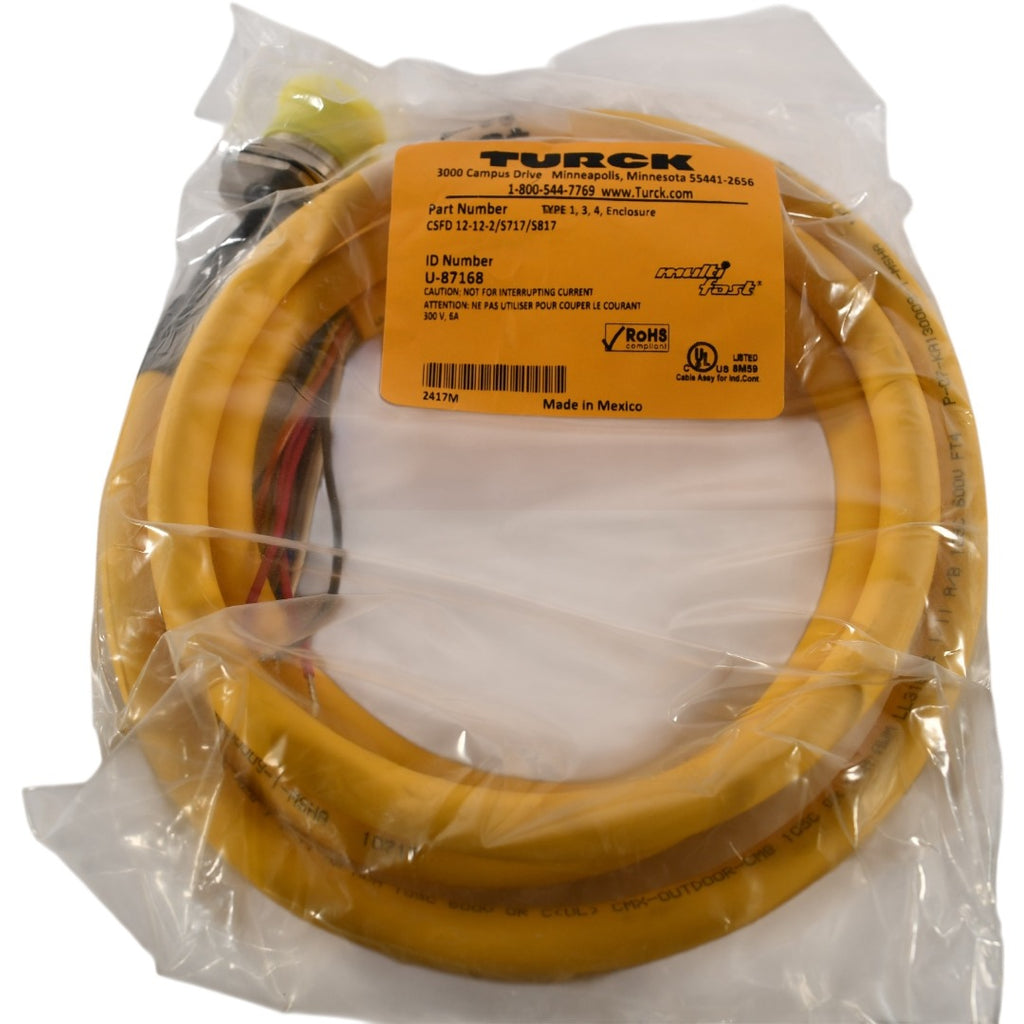 NEW Turck CSFD 12-12-2/S717/S817 U-87168 Panel-mount receptacle bulkhead connector 2m / 6ft length