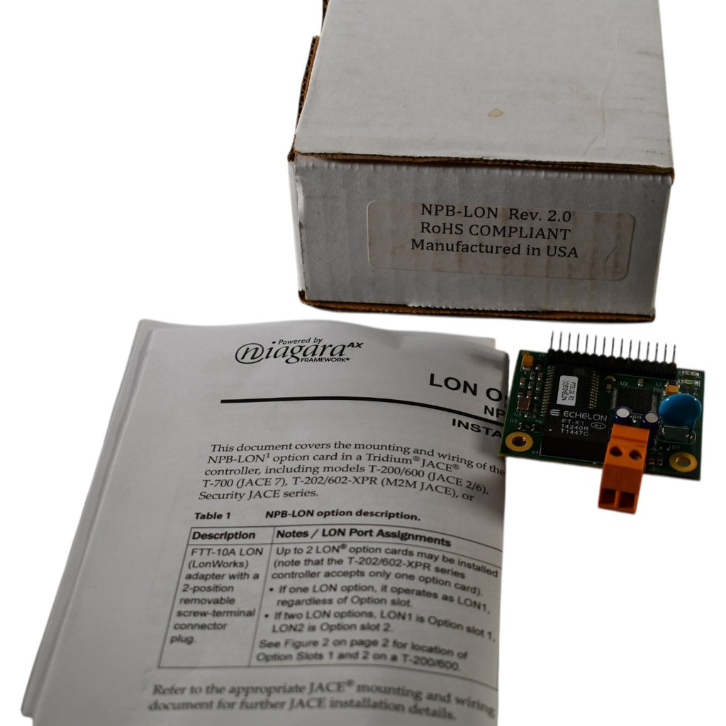 NEW Vykon NPB-LON PCB OPTION CARD FFT 10AMP ADAPTER W/ 2 POSITIONS