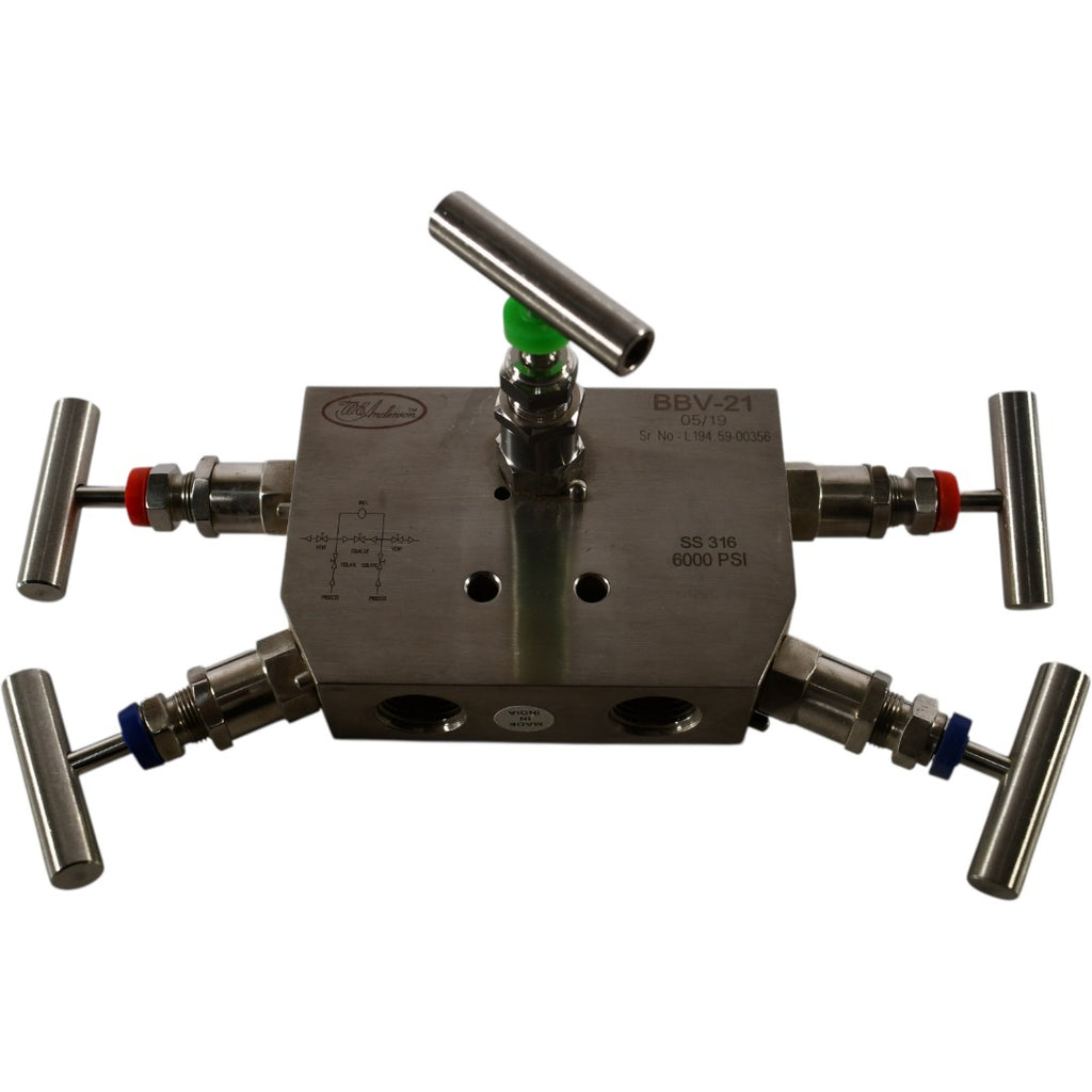 NEW Dwyer Instruments BBV-21 5-Valve Block & Bleed Manifold, 316 SS for Oil, Water, Air & Steam