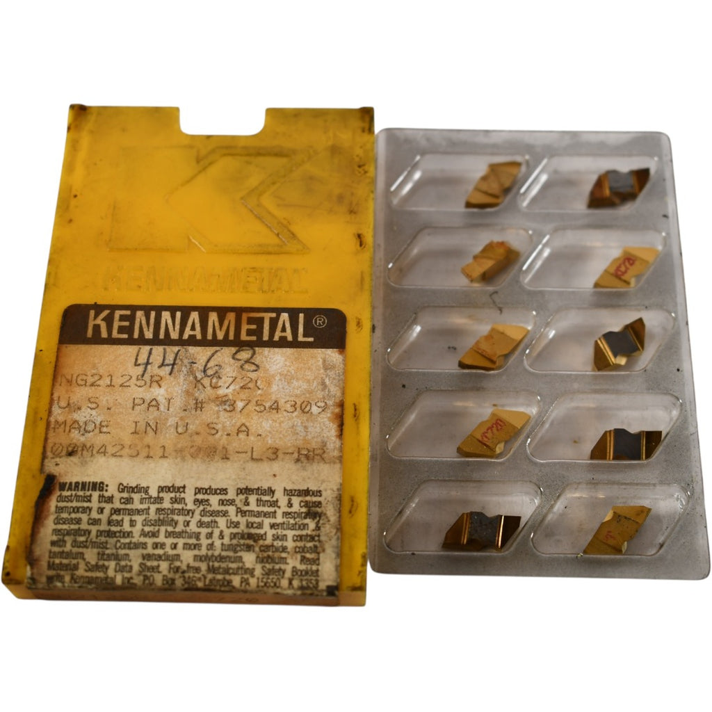 Pack of 10 NEW Kennametal NG2125R KC720 Carbide Insert Grooving
