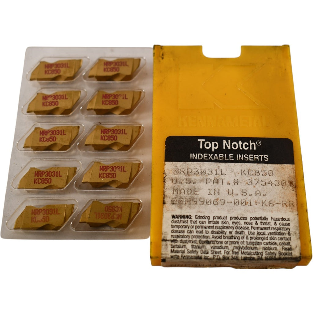 Pack of 10 NEW Kennametal NRP3031L KC850 Carbide Insert Grooving Top Notch