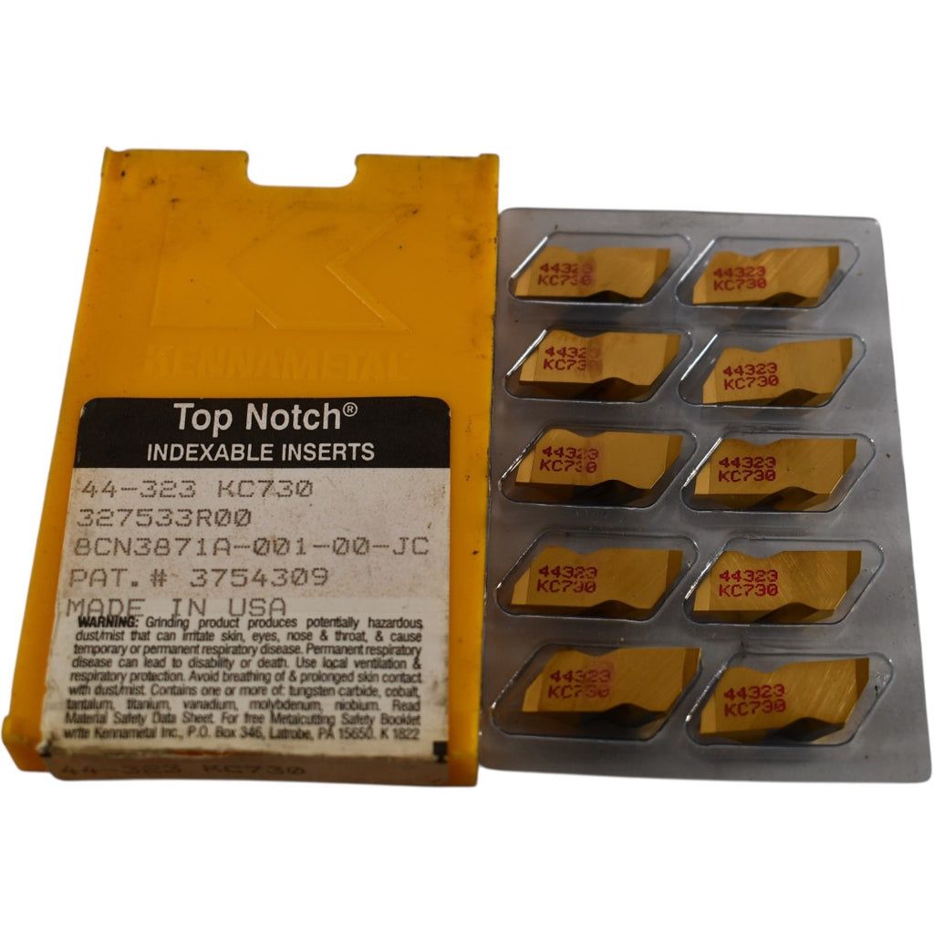 Pack of 10 NEW Kennametal 44-323 KC730 Carbide Insert Grooving