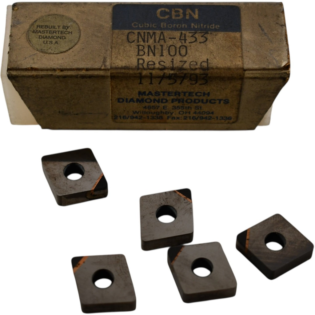 Pack of 5 NEW Mastertech Diamond CNMA-433 BN100 Carbide Insert
