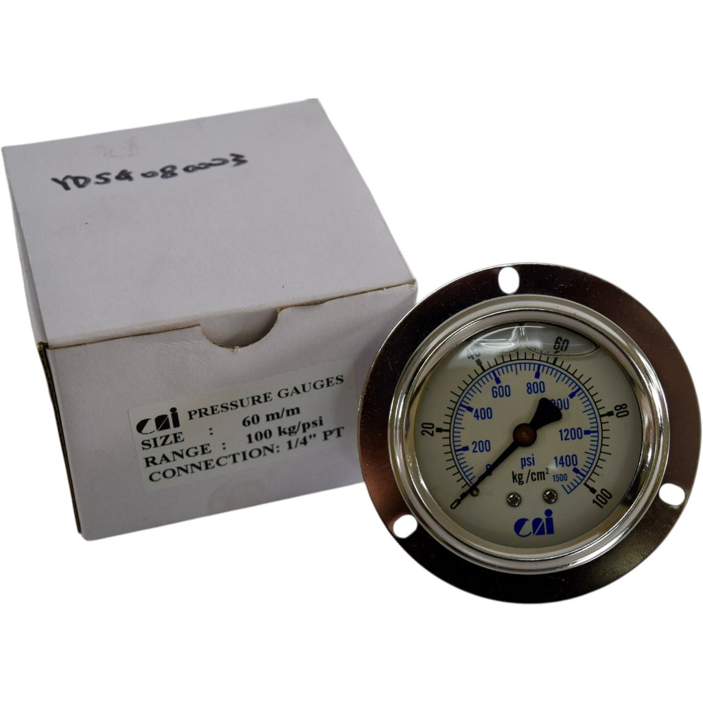NEW CAI Pressure Gauge Liquid Filled 0-100 kg/cm2 1/4''PT