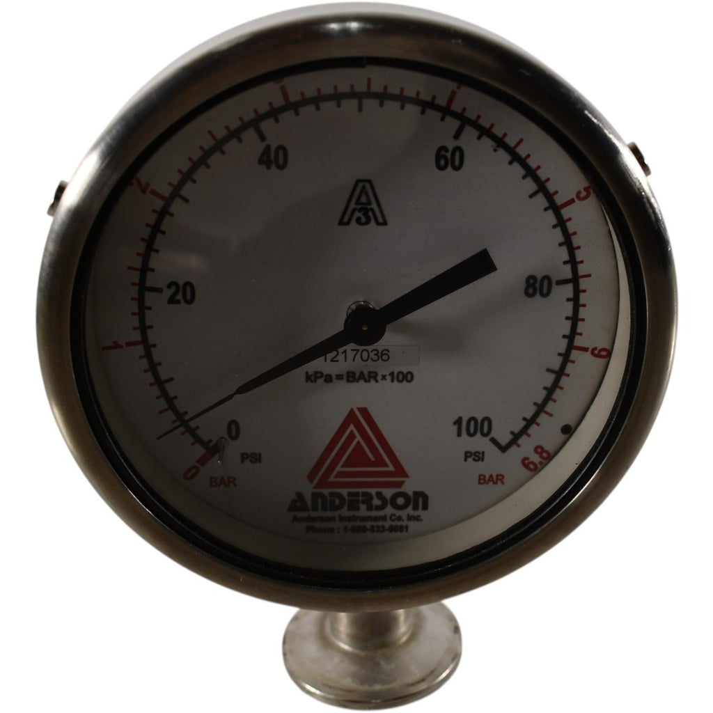 Anderson Instruments 1217036 4-1/2'' Pressure Gage 0-100 PSI 0-6.8 bar