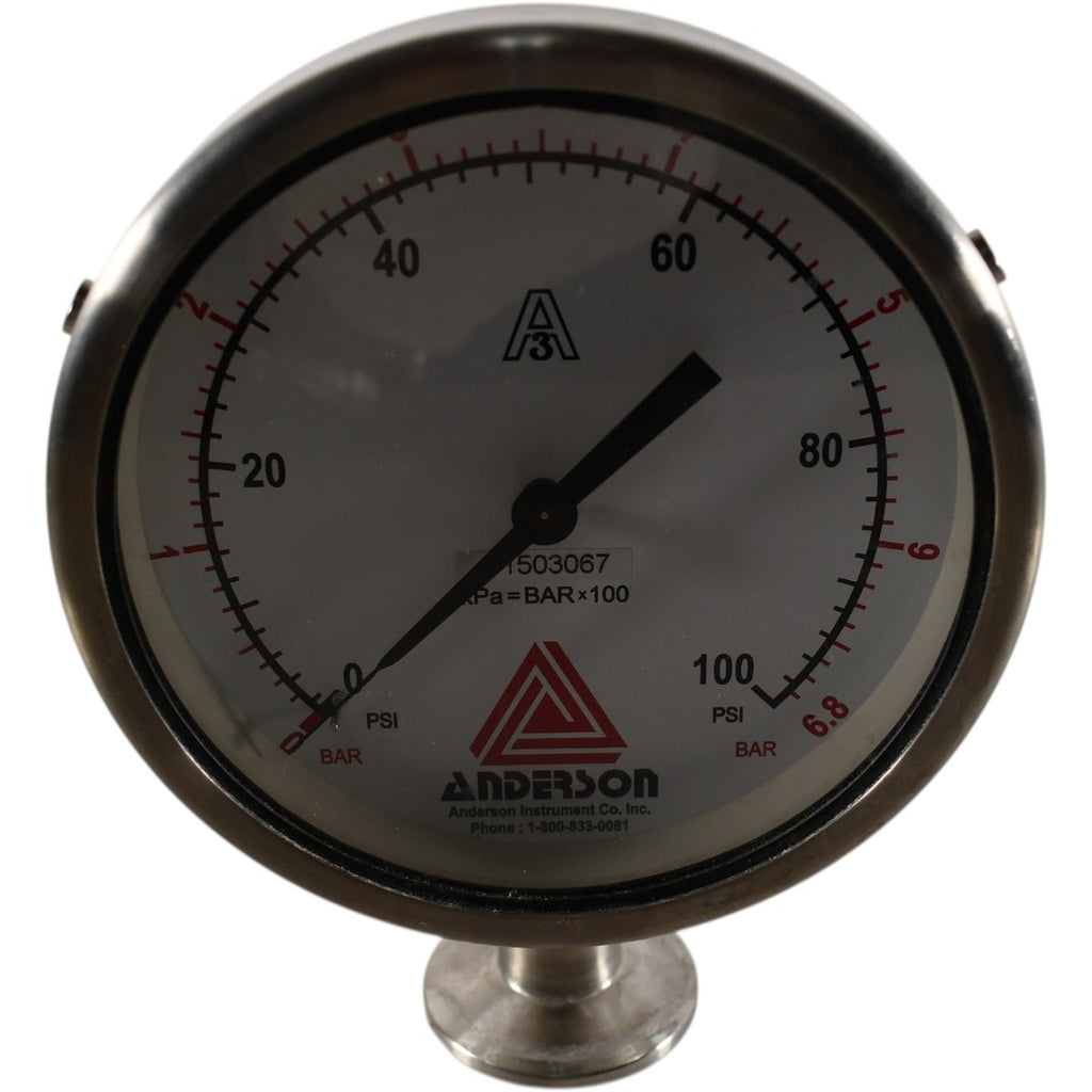 Anderson Instruments 1503067 4-1/2'' Pressure Gage 0-100 PSI 0-6.8 bar