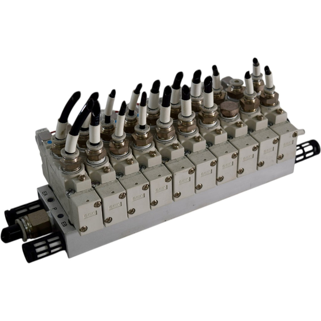 (10) SMC SY7120-5LZD-02 Solenoid Valves w/ Manifold Block Pneumatic