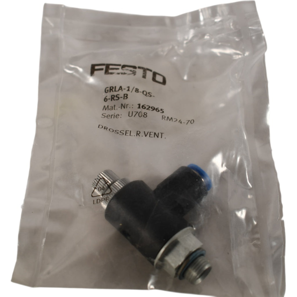 NEW Festo 162965 GRLA-1/8-QS-6-RS-B Valve | G1/8-QS-6 Ports | 0.2-10 bar