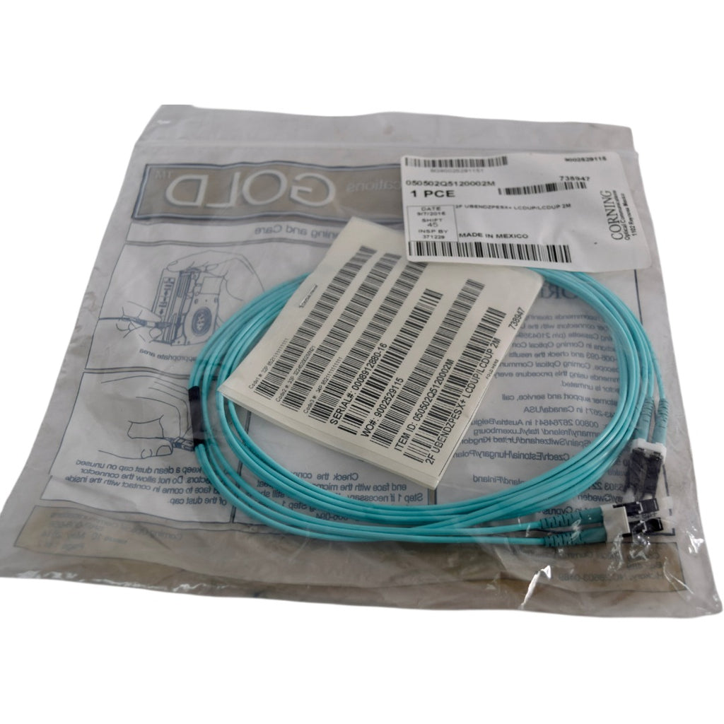 NEW Corning 050502Q5120002M LC-LC Duplex MM OM4 Fiber Patch Cable 2M