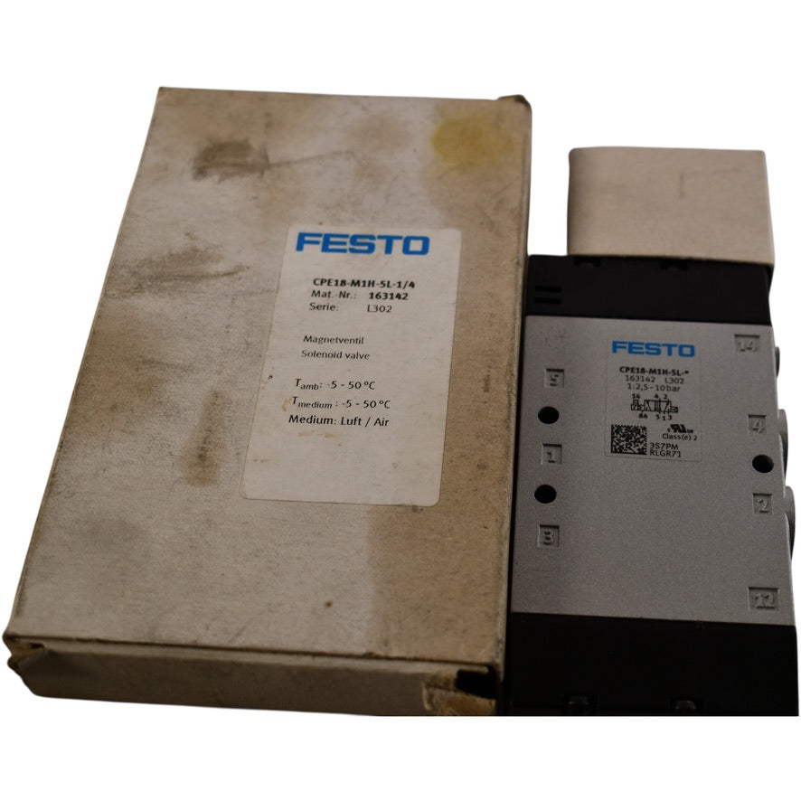 NEW Festo 163142 Solenoid Valve | CPE18-M1H-5L-1/4 | 5/2-Way | G1/4 Ports