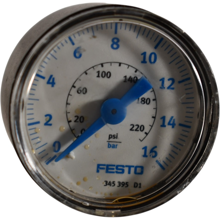 Festo 345395 Pressure Gauge | MA-40-16-1/8 | 0-232 psi | 1/8'' NPT