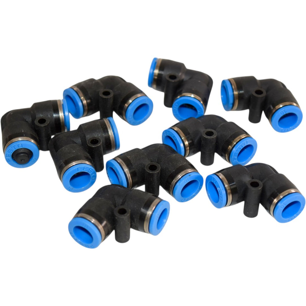 Lot of 9 NEW FESTO 10mm Pneumatic Elbow Quick Connect Fittings