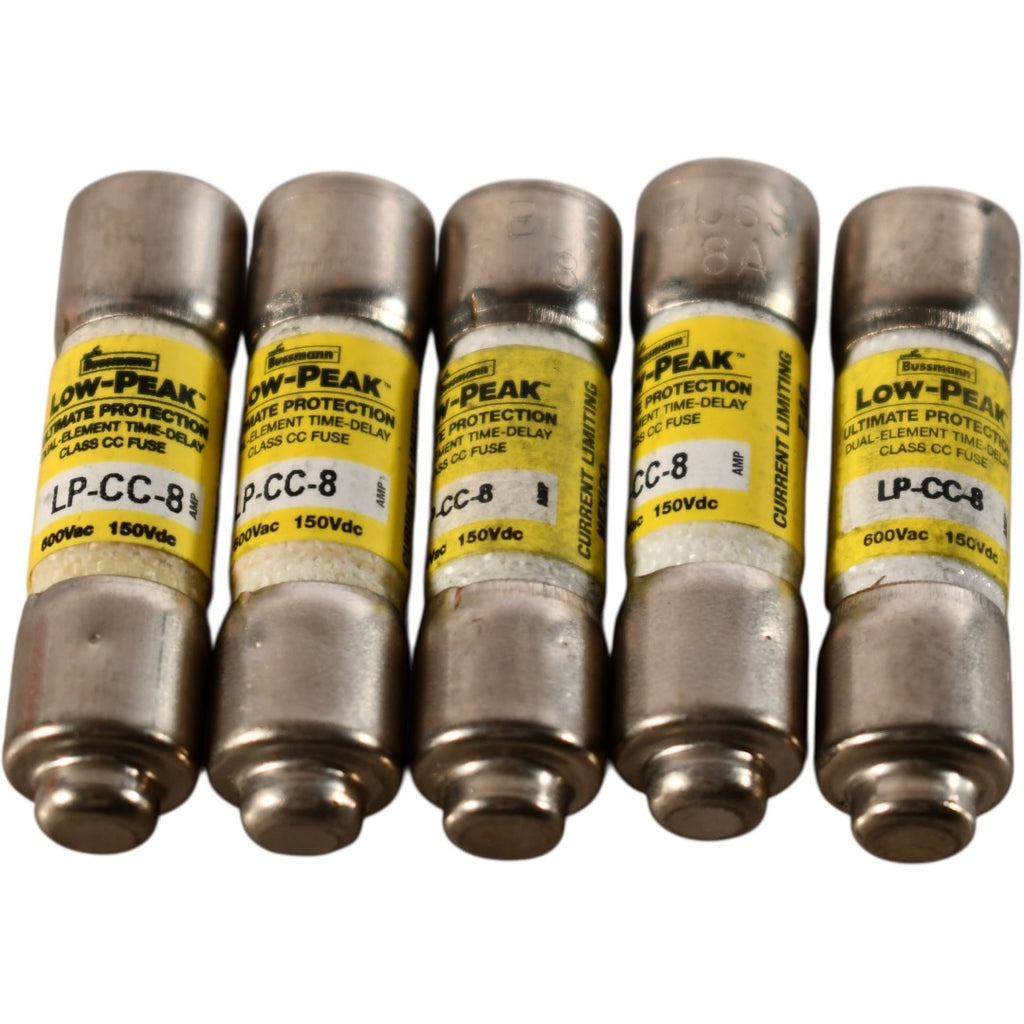 Lot of 5 NEW Bussmann LP-CC-8 Class CC Fuses 8A 600V Time-Delay Low-Peak