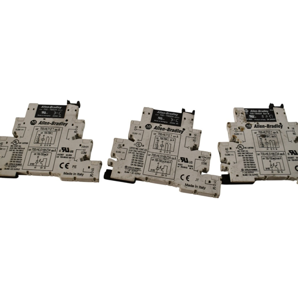 Lot of 3 Allen Bradley 700-HLT1Z Terminal Block Relays w/ 700-TBS24 24VDC