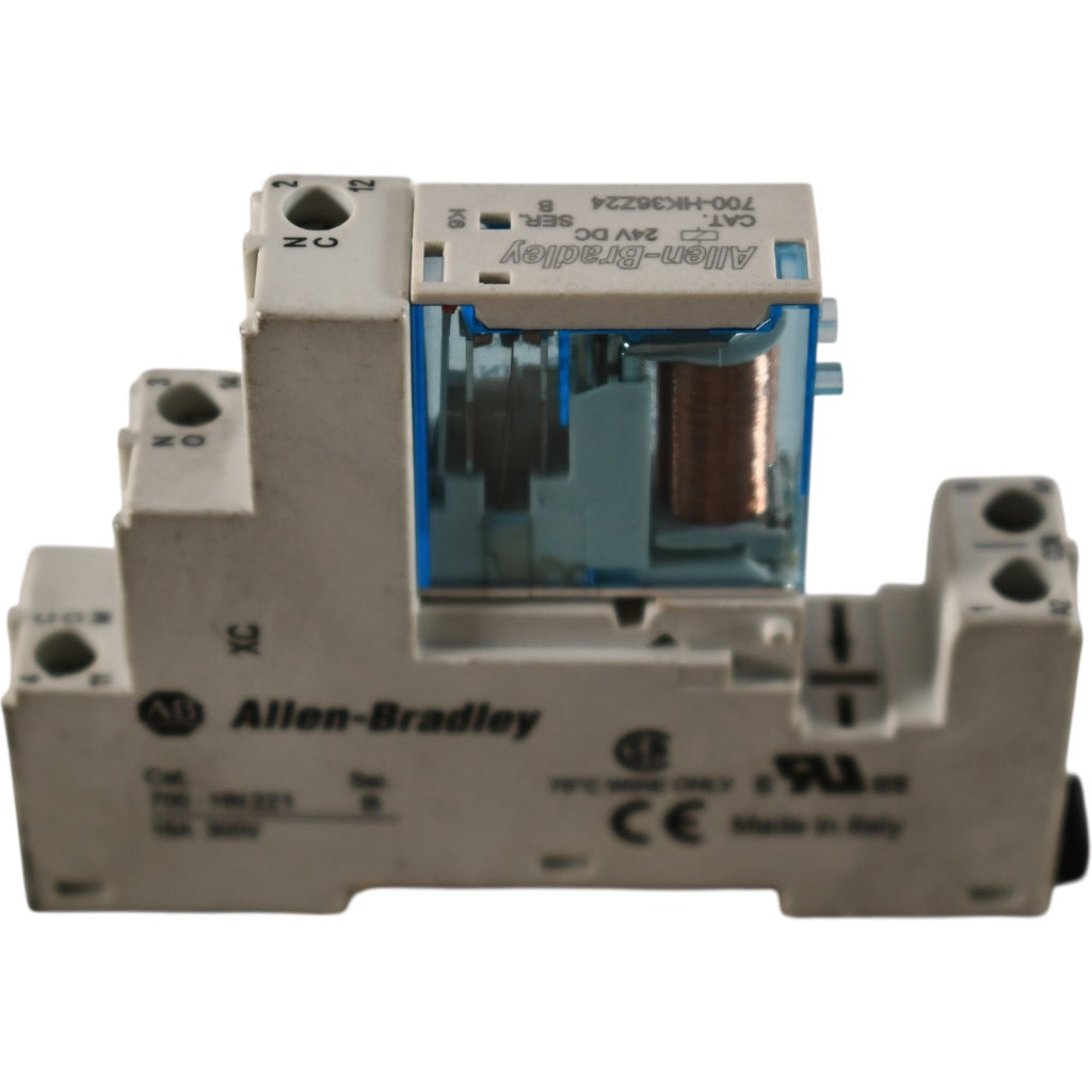 Allen Bradley 700-HN221 Series B Relay Socket w/ 700-HK36Z24 Relay 24VDC 6A