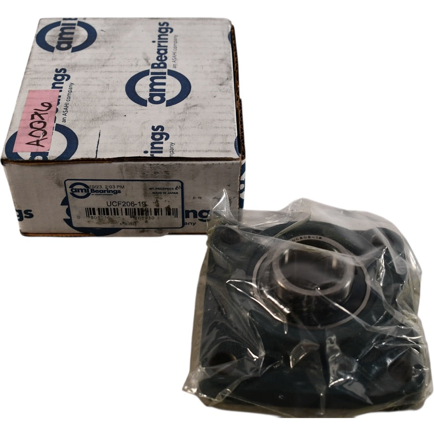 NEW AMI UCF206-19 Four-Bolt Flange Insert Bearing Unit 1-3/16? Bore Cast Iron