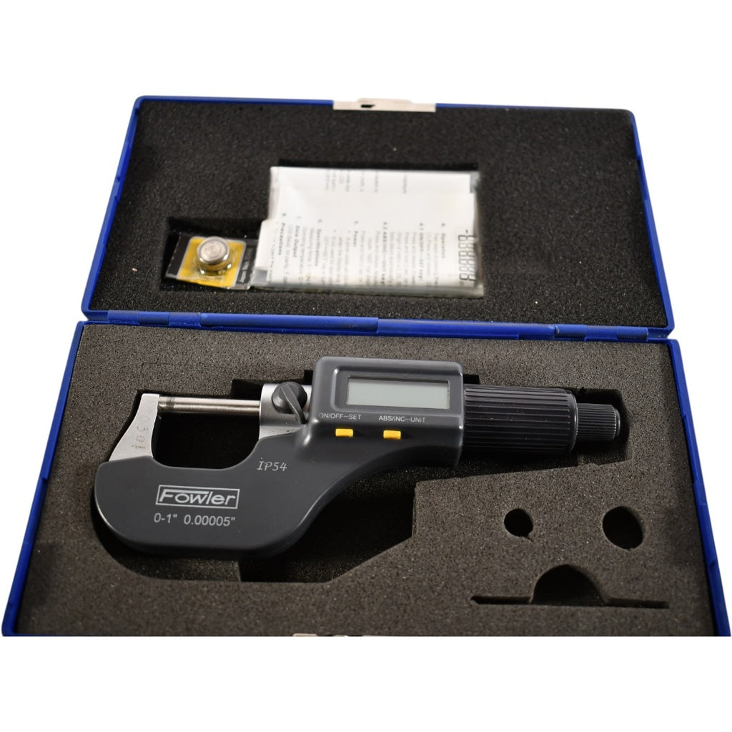 Fowler IP54 0-1''/25mm Electronic Outside Micrometer w/ Engravings
