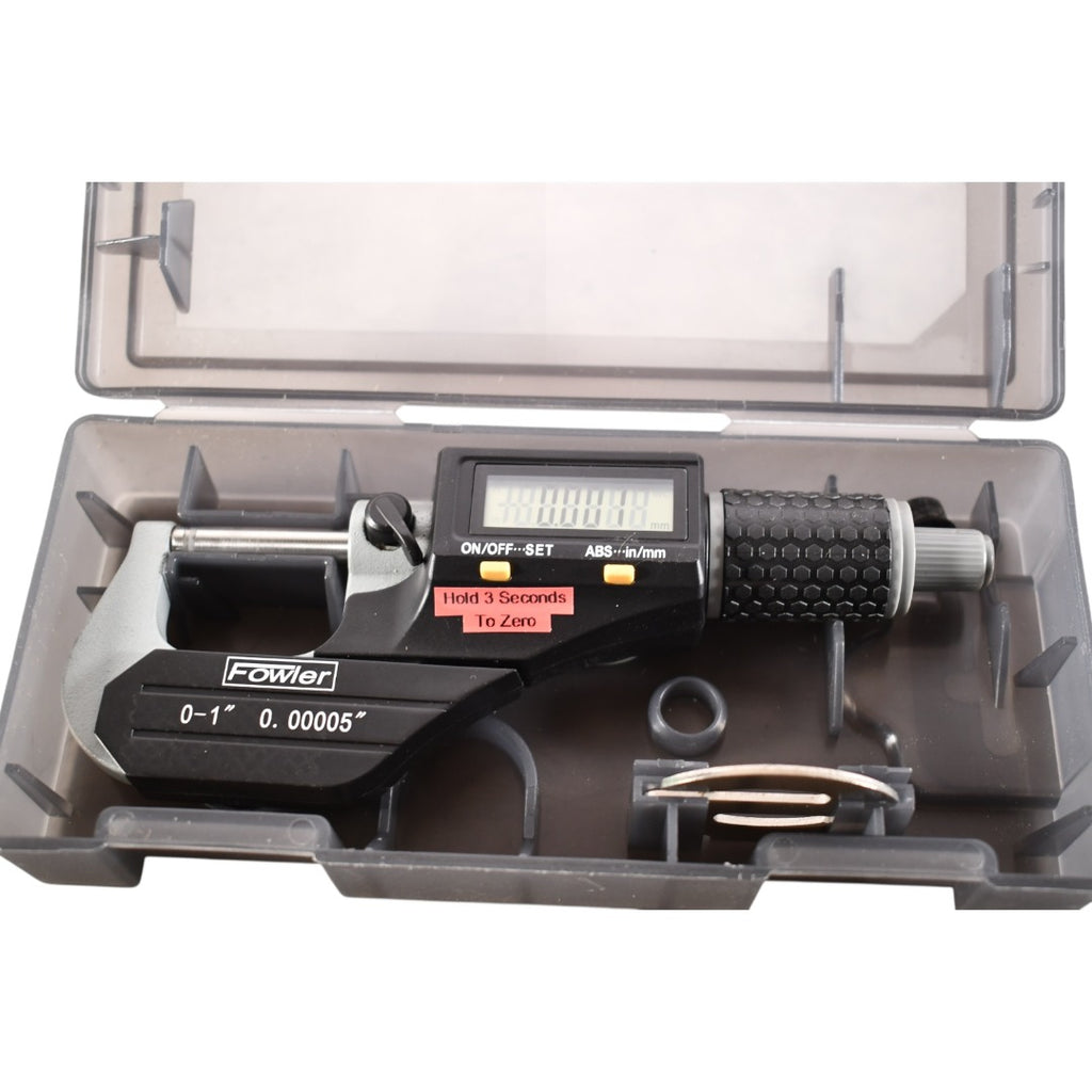 Fowler 0-1''/25mm Electronic Micrometer 0.00005'' Resolution w/ Engravings