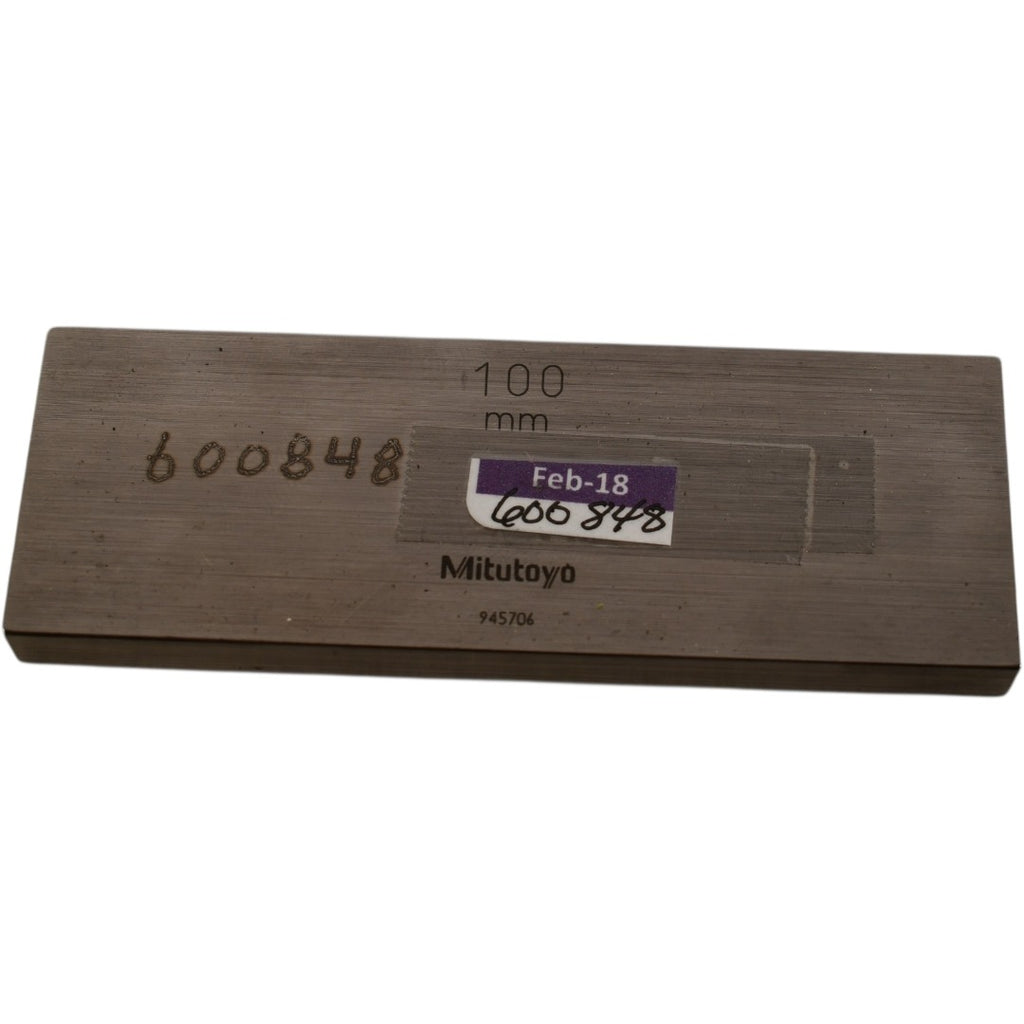 Mitutoyo 945706 100mm Rectangular Steel Gage Block Inspection Standard