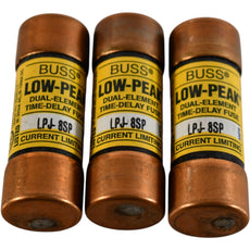 Lot of 3 NEW Bussmann LPJ-8SP 8A 600V Class J Time-Delay Fuses