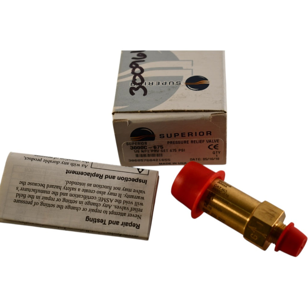 NEW Superior 3000C-675 Pressure Relief Valve 1/8'' NPT 675 PSI