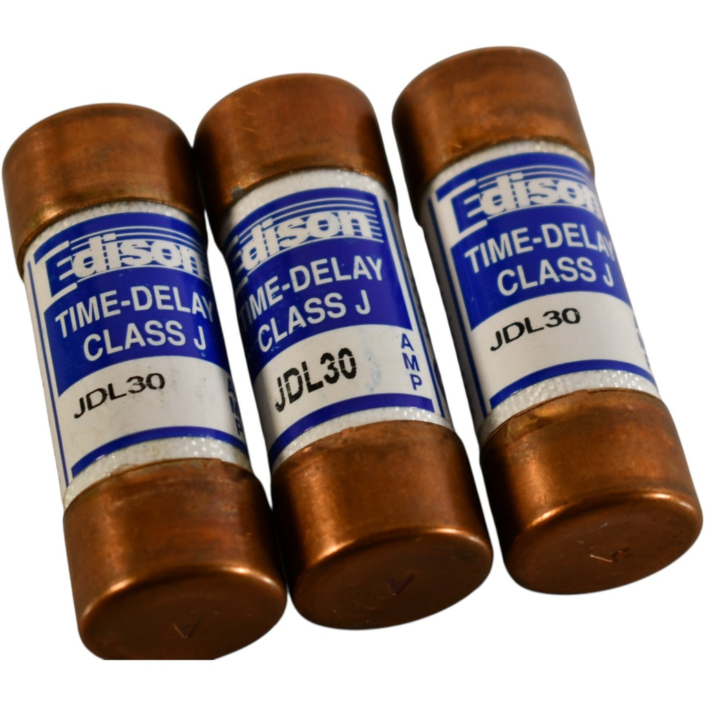 Lot of 3 NEW Edison JDL30 30A 600V Class J Time-Delay Fuses