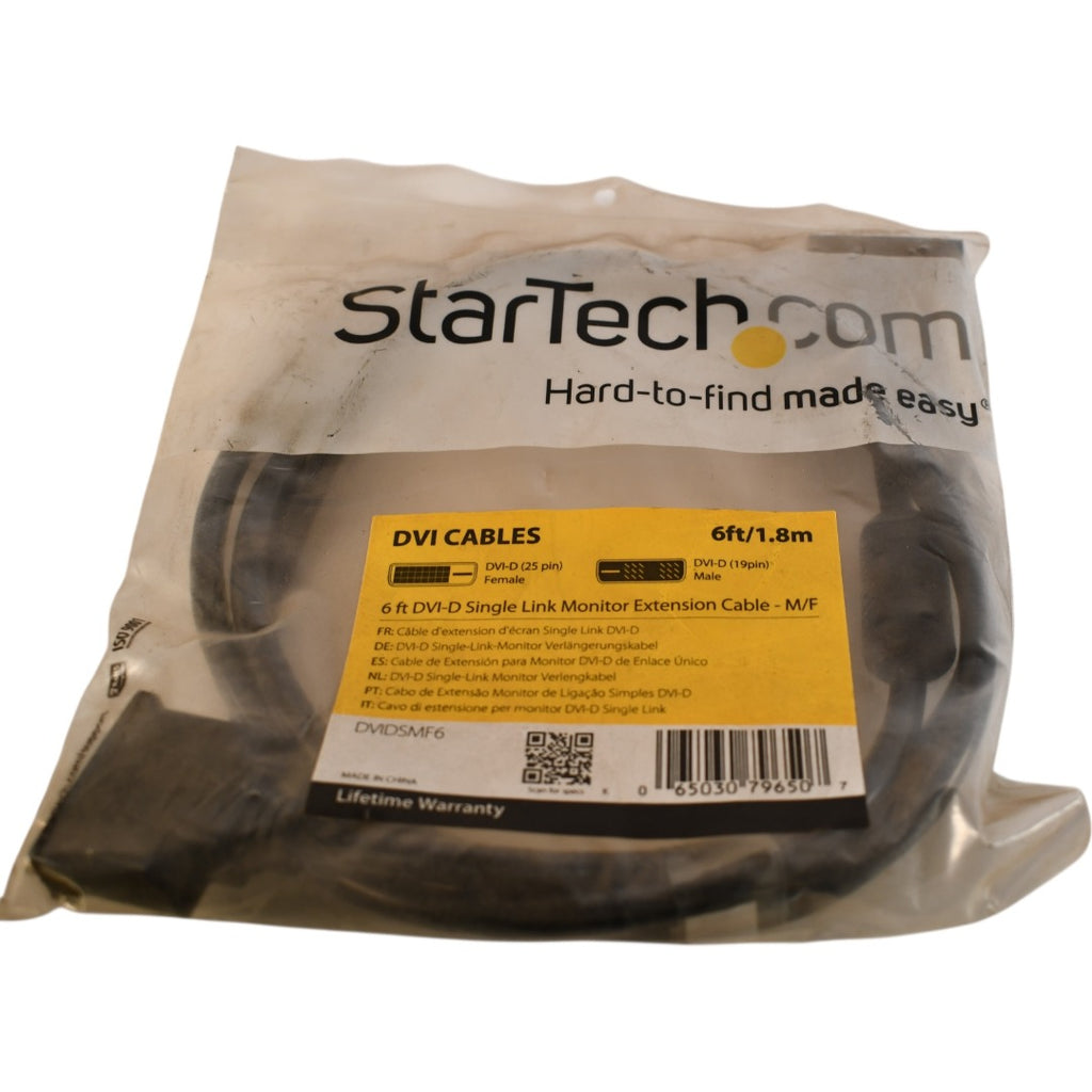 NEW StarTech DVIDSMF6 6ft DVI-D Single Link Monitor Extension Cable M/F