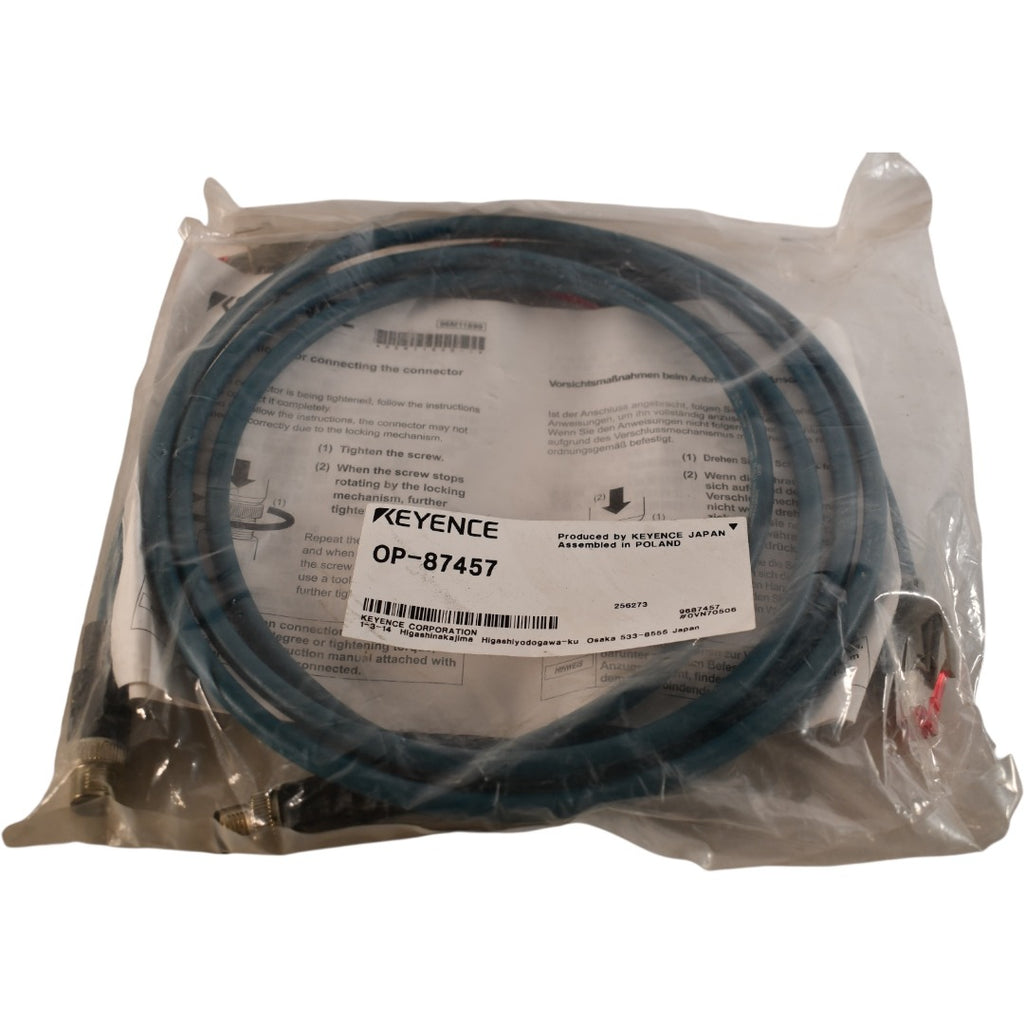 NEW Keyence OP-87457 Ethernet Cable M12 4-Pin RJ45 Straight 2m