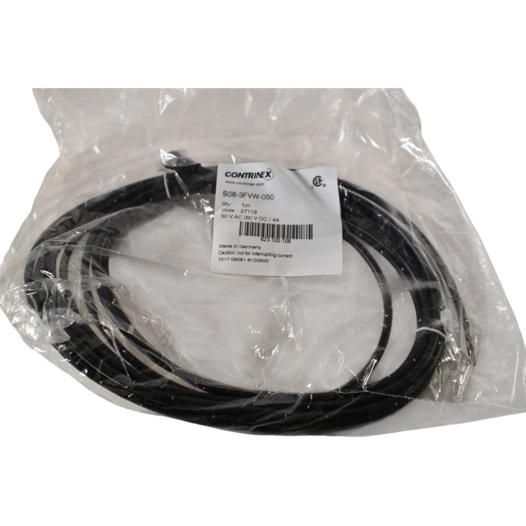 NEW Contrinex S08-3FVW-050 M8 Right Angle Cordset 3-Pin 5m PVC