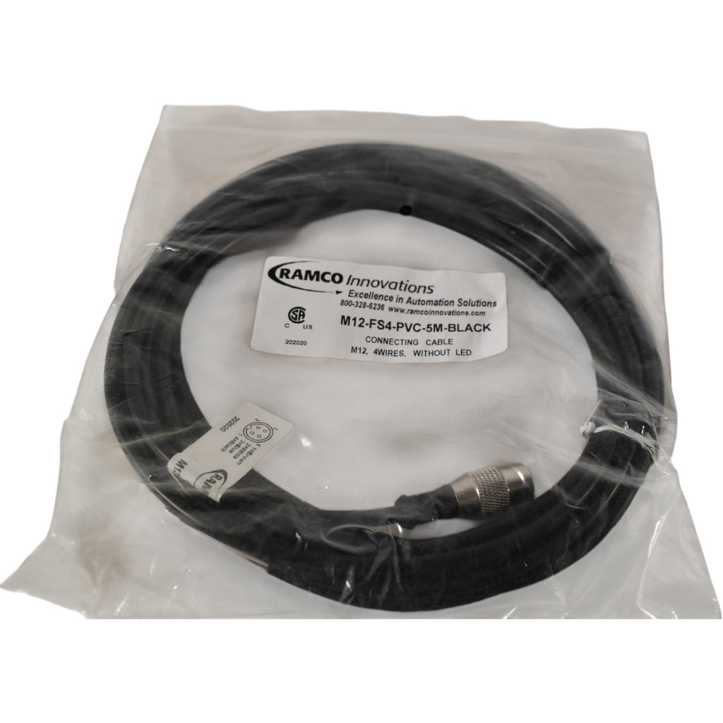 NEW Ramco M12-FS4-PVC-5M-BLACK Cable 4-Pin Female Straight 5m