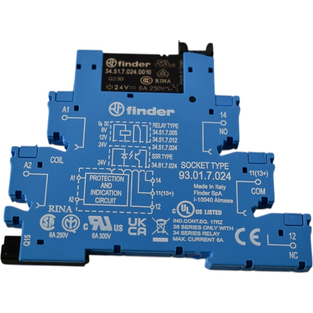 NEW Finder 34.51.7.024.0010 Relay w/ 93.01.7.024 Socket 24VDC 6A