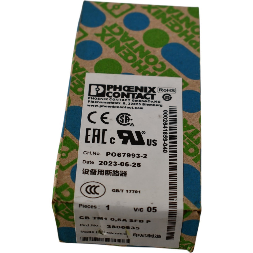 NEW Phoenix Contact CB TM1 0.5A SFB P Circuit Breaker 2800835